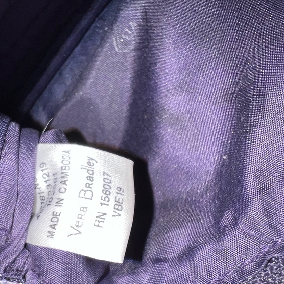 Vera Bradley Iconic Zip ID Purple Floral Case lanyard. - Picture 8 of 12